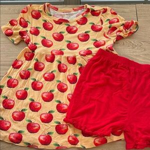 Posh Peanut Apple Print Kids matching set- Red and light yellow